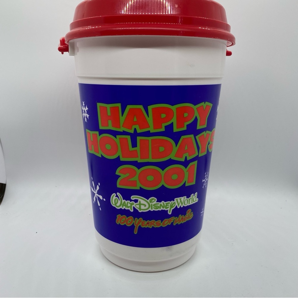 Vintage Disney World 2001 100 Years of Magic Christmas Holiday Popcorn Bucket